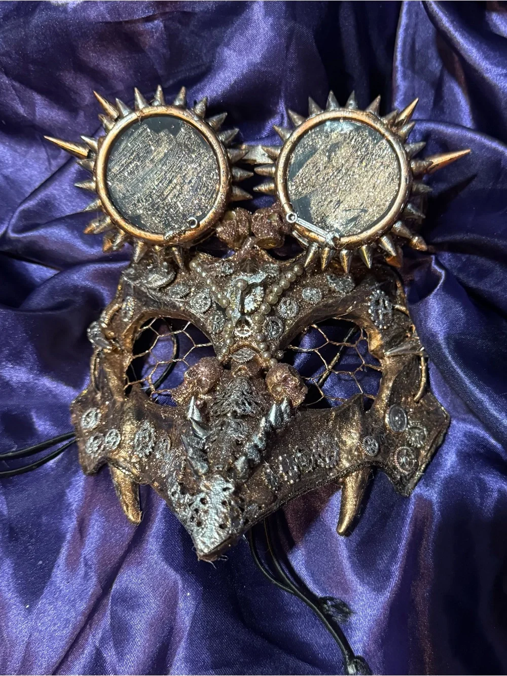 Handcrafted Metallic copper/silver animal Steampunk Mask